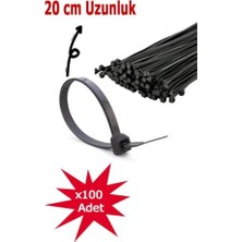 Mey İthalat Kablo; 3.6X200 mm Siyah Bağı 100'LÜ, Extra Dayanıklı Plastik Cırt Kelepçe RT-3105