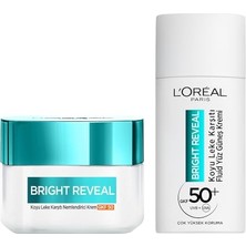 Mey İthalat Bright Reveal Koyu Leke Karşıtı Cilt Tonu Eşitleyici SPF50 Nemlendirici Krem Niasinamid 50 ml ve Spf 50+ Günlük Yüz Güneş Kremi 50 ml Cilt Bakım Seti