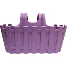 Mey İthalat Balkon Saksısı Çit Desenli 28X12 Mor Askılı Plastik Uzun Saksı