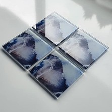 Mey İthalat Ocean Desenli Cam Bardak Altlığı, 4'lü Takım, 10 cm x 10 cm