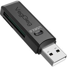 Mey İthalat USB 2.0 Sd ve Micro Sd Hafıza Kart Okuyucu Siyah