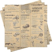 Mey İthalat Vintage Gazete Desenli Kâğıt, Kendinden Desenli Mutfak Sunum Kâğıdı, Yemek Sunumları Için Ideal, 50 Adet