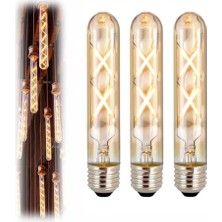 Mey İthalat Ampul; Vintage Led, E27,4W, 2500K Sıcak Sarı Işık, Amber Cam, 18,5 Cm, Rustik Ampul Amber Renk Çubuk Cam Retro Filament Tüp Ampul (3)