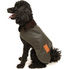 Mey İthalat Stuf&co Köpek Montu, Ithal Waxed Cotton Kumaştan Üretilmiş (Yeşil, Su ve Rüzgar Geçirmez, X-Small)