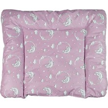 Mey İthalat Elyaf Dolgulu Pvc Alt Değiştirme Minderi, Sıvı Geçirmez, Leke Tutmaz, Aydede Desenli, Pembe, 75 x 85 cm
