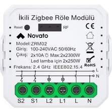Mey İthalat Mini Zigbee Iki Çıkışlı Anahtar, Tuya, Smart Life, Home Assistant ve ZIGBEE2MQTT Uyumlu
