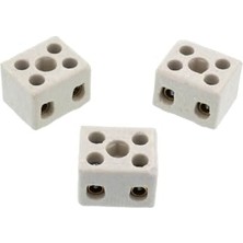 Mey İthalat Porselen Klemens No:1 | 2 x 4 mm | Yüksek Isıya Dayanıklı | 3'lü Bağlantı Klemensi Seti