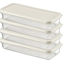 Mey İthalat 4 Adet Buzdolabı Organizeri, Pp Plastik Şeffaf Ayarlanabilir Saklama Kabı, Mikrodalga ve Bulaşık Makinesi Uyumlu, Beyaz, 1200 ml
