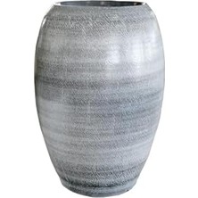 Mey İthalat Ayla Seramik Darbeli Siyah Uzun Saksı 20X30 cm
