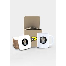 Mey İthalat Astronot ve Kahve Uzay Tasarımlı Baskılı Kupa Bardak Seti, Eğlenceli Özel Hediye Mug