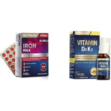 Mey İthalat Demir, C Vitamini, Folik Asit ve B12 Içeren 30 Tablet ile D3K2 Vitamini, 30 ml
