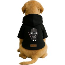 Mey İthalat Baskılı Içi Polar Köpek ve Kedi Kıyafeti, Siyah Kapüşonlu Hoodie BFE3A 6xl