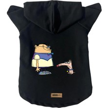 Mey İthalat Kapüşonlu Polar Sweatshirt Köpek ve Kedi Kıyafeti Siyah Cando M