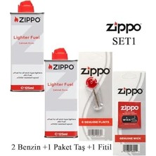 Mey İthalat Çakmaklar ve Aksesuarları Zippo Benzin+1 Paket Taş+ Fitil Seti