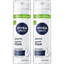 Mey İthalat Erkek Hassas Tıraş Köpüğü 200 Ml, Hassas Ciltlere Özel Hızlı Koruma, Yanma Karşıtı, Alkolsüz Formül (2 Paketi)