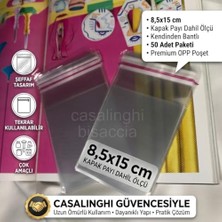 Mey İthalat Şeffaf Opp Jelatin Poşet 8,5X15 Cm, Bantlı, 50'li Paket