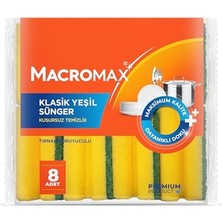 Mey İthalat Tırnak Koruyuculu Bulaşık Süngeri, 8'li Paket, Ergonomik Yeşil Klasik Sünger