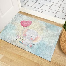 Mey İthalat Kapı Önü Paspası; Modern ve Kapı Paspası | Ev, Ofis ve Dış Mekân Kullanımı Için (Love Fil) 45X65