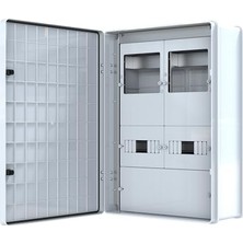 Mey İthalat Sayaç Panosu 18 Sigortalı 25A-160A Kompakt Şalter 2 Trifaze Sayaçlı Sıva Üstü Sayaç Panosu IP65 50 x 70 x 22.5 cm Poli 041