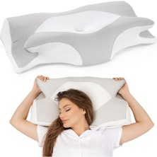 Mey İthalat Ortopedik Kelebek Şekilli Memory Foam Boyun Yastığı, 67X40X14 Cm, Visco Dolgu, Tüm Yatış Pozisyonları Için