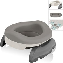 Mey İthalat Potette Plus Value Pack 2'si 1 Arada Taşınabilir Lazımlık ve Tekrar Kullanılabilir Katlanabilir Astar, Beyaz/gri