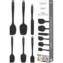 Mey İthalat Isıya Dayanıklı, Yanmaz Yapışmaz Silikon Spatula Seti, 6 Parça, Siyah