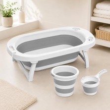 Mey İthalat Katlanabilir Bebek Küvet Seti, Kova ve Maşrapalı Pratik Banyo Seti