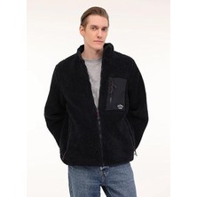 Lee Cep Detaylı Sherpa Erkek Ceket Lacivert Xl