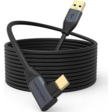 Mey İthalat Kablo, 5 Gbps Type-C Vr Data Şarj Kablosu Oculus Quest 2 Için Link Cable 90° Type-C Uç USB 3.2 5 Metre 3A CC1064 Profesyonel Bilgisayar Bağlantı Kablosu
