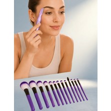TKÇ Mor Makyaj Fırça Seti ve Kaş Düzeltme Cihazı 12'li Set