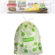 Mey İthalat Limon Kokulu Büyük Boy Büzgülü Çöp Poşeti 10'lu 65X67 Cm, Sızdırmaz ve Yırtılmaz