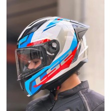 Ls2 Rapıd 2 Race Hyper Beyaz Mavi Kırmızı Kapalı Motosiklet Kaskı