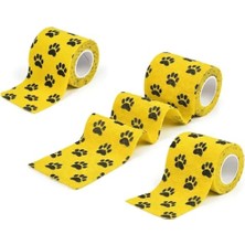 Mey İthalat Su Geçirmez Kendinden Yapışkanlı Kedi ve Köpek Pati Bandajı, Sarı, 5 cm x 4.5 Metre, 3 Adet