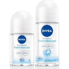 Mey İthalat Kadın Roll-On Deodorant Fresh Natural 50 ml ve Mini Roll-On Fresh Natural 25 Ml, 48 Saat Koruma