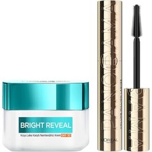 Mey İthalat Bright Reveal SPF50 Nemlendirici Krem 50 ml ve Siyah Panorama Maskara Seti