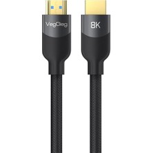 Mey İthalat 1,5 Metre Örgülü HDMI 2.1 Kablo, 8k 60Hz, 4K 120Hz, Hdcp, Arc ve Hdr