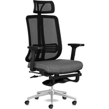 Spark Sx Ofis Sandalyesi Ayak Uzatmalı Fileli Sırt Ergonomik Çalışma Koltuğu (Siyah-Krom)