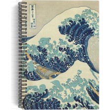 Mey İthalat Defter, Katsushika Hokusai/the Great Wave Off Kanagawa, 1829 | Spiralli 25 | A5 | Çizgili | 100 Sayfa | Okul (Düz)