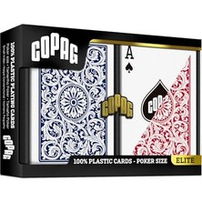 Mey İthalat 1546%100 Plastik Oyun Kartları, Poker Boyu, Jumbo Endeks, Mavi & Kırmızı Iki Deste