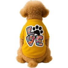 Mey İthalat Kedi ve Köpek Kıyafeti ve Elbisesi Sarı Sweatshirt Renkli Love M