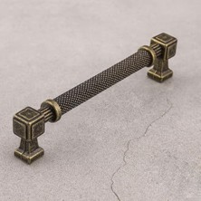 Mey İthalat Sarı Metal 128 mm Grip Desenli Antik Kulp Mobilya Çekmece Mutfak Dolabı Dolap Modern Kapak Kulpları