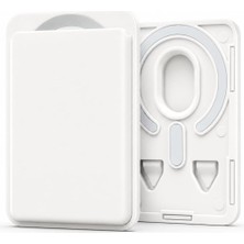 Magsafe Uyumlu Manyetik Kartlık Cüzdan, 2 Kart Kapasiteli Telefon Kartlığı, Güçlü Mıknatıslı Ince Kart Tutucu Beyaz