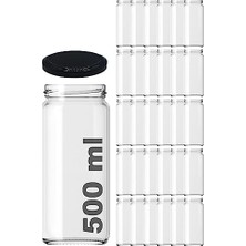 Mey İthalat Kavanoz, Afracam 500 ml Konserve Siyah Metal Kapaklı Şeffaf Cam 500 cc Paşabahçe (30)