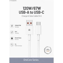 Mey İthalat 120W/67W Usb-A To Usb-C Hızlı Şarj ve Data Kablosu 1m Beyaz