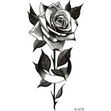 Mey İthalat Siyah Gül Geçici Dövme Rose Tattoo