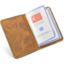 Mey İthalat Hakiki Deri Ruhsat Kabı, Günlük Kullanım Için Ince ve Dayanıklı Tasarım, Ehliyet ve Belgeler Için Şeffaf Bölmeli Kompakt Organizer, Kahverengi, El Yapımı Araç Evrak Cüzdanı ve Ruhsat Kılıfı