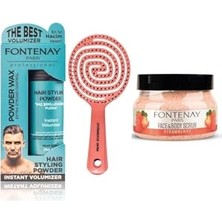 Mey İthalat Pudra Toz Wax Mavi 20 G + 3 Boyutlu Saç Fırçası + Face And Body Scrub Çilekli 350 ml 3'lüset Pembe