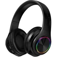 Mey İthalat Bluetooth Kulaklık Kablosuz Kulaküstü Işıklı Katlanır Mikrofonlu Fm-Aux-Sd Siyah