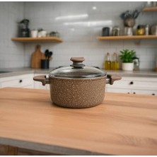 Mey İthalat 20X10 cm Granit Derin Tencere, Kahverengi