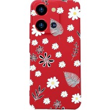 Mey İthalat S19 Max Pro S Zoom Kırmızı Çiçek Desenli Silikon Kılıf, Kamera Korumalı